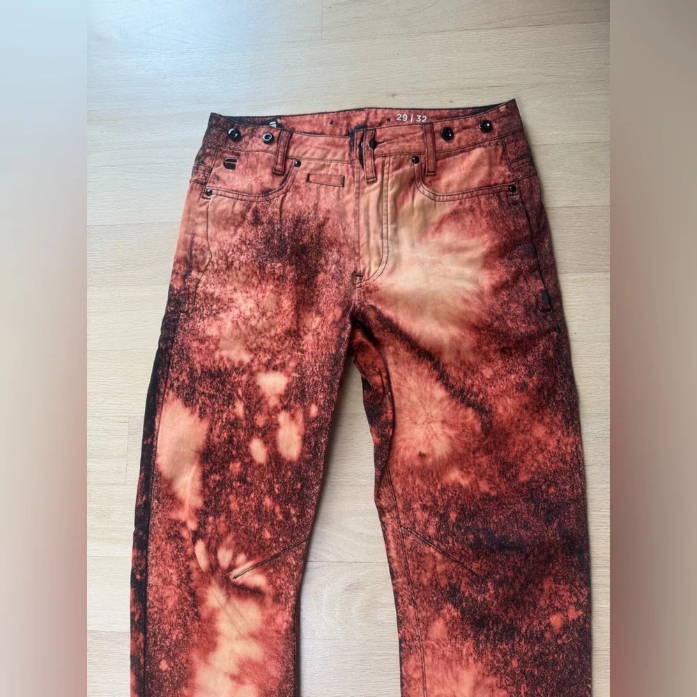 NWOT G-Star RAW D-Staq Tapered Jeans Men’s 29x32 Orange Black Tie Dye - Picture 2 of 7